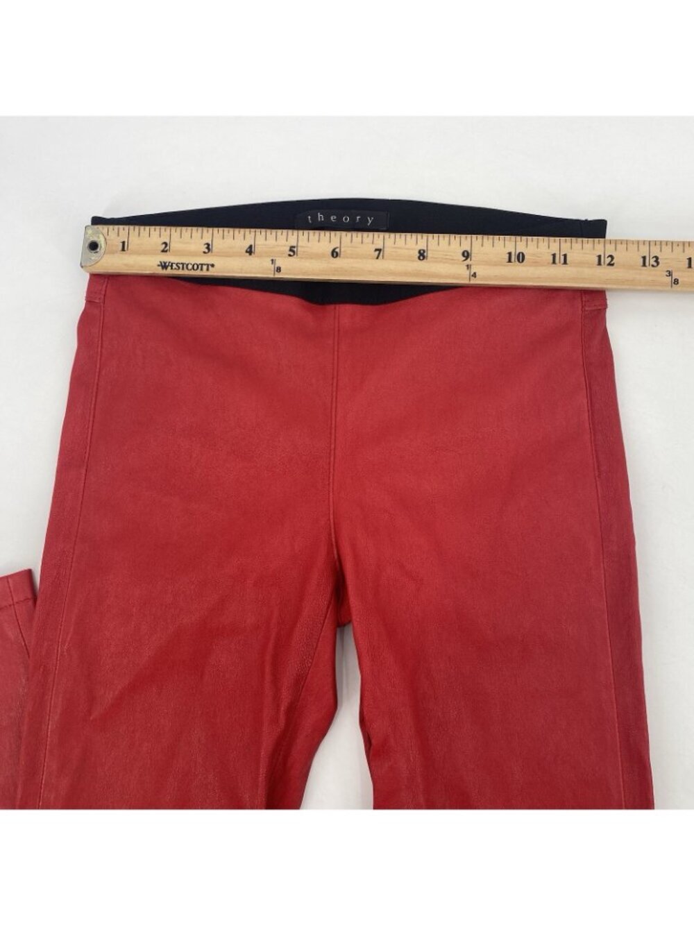 Theory Women’s Size 00 Red Ima Maximus lambskin leather pants Pull On - Picture 8 of 16